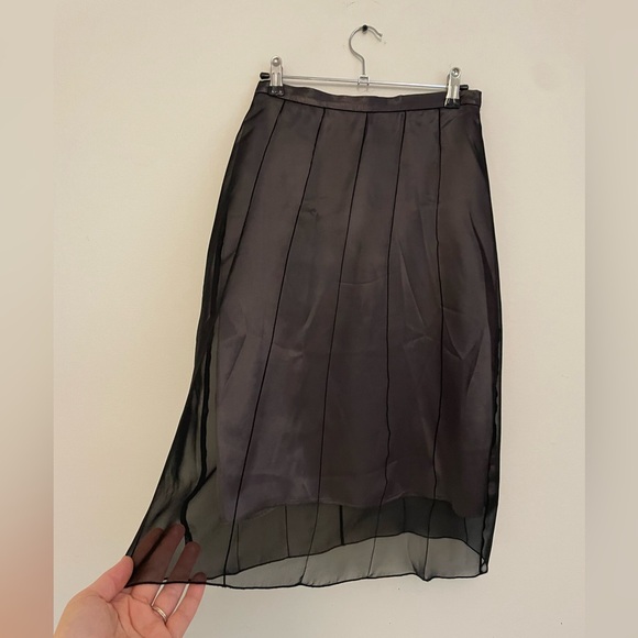 NWOT Tristan & Iseut Satin with Sheer Overlay Midi Skirt - Picture 4 of 8
